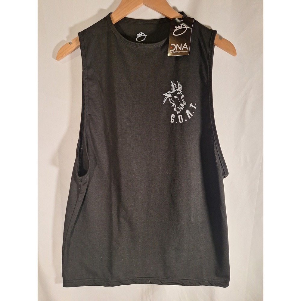 DNA Do Nothing Average GOAT Muscle Tank Top Mens Small Black Sleeveless Shirt